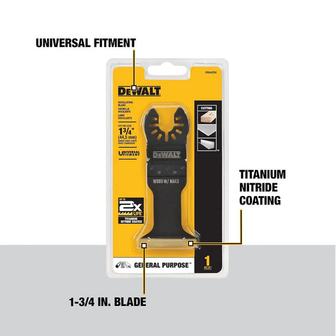 DEWALT Oscillating Tool Blade for Wood with Nails, Wide, Titanium Nitride Coated (DWA4204), Black