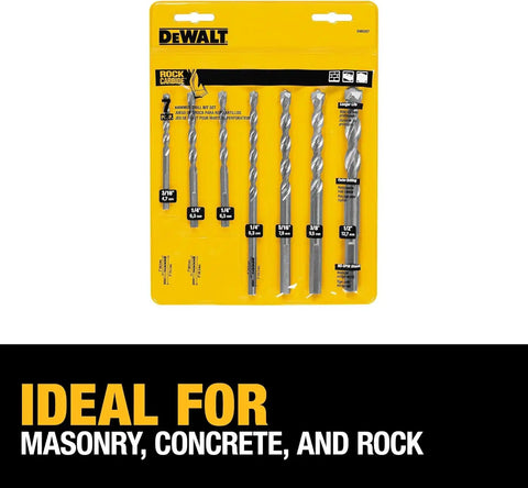 DEWALT Masonry Drill Bit Set, Percussion, Concrete & Block, 7-Piece (DW5207)