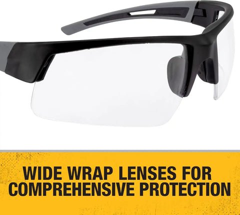 DEWALT DPG100-1D Crosscut® Safety Glasses - Black Half Frame - Clear Lens - ANSI Z87.1+ - 1 Pair