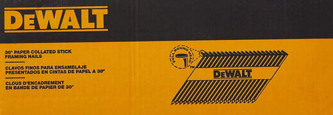 DEWALT Framing Nails, Paper Tape, 30-Degree, Smooth Shank, Bright Finish, Off-Set Round Head, 3-Inch x .120-Inch, 2500-Pack (DPT-10D120FH)