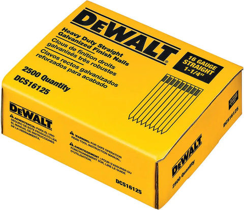 DEWALT Finish Nails, 1-1/4-Inch, 16GA, 2000-Pack (DCS16125)