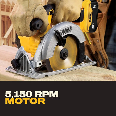DEWALT 20V MAX 6-1/2-Inch Circular Saw Kit, with 5.0-Ah Battery and Charger (DCS391P1)