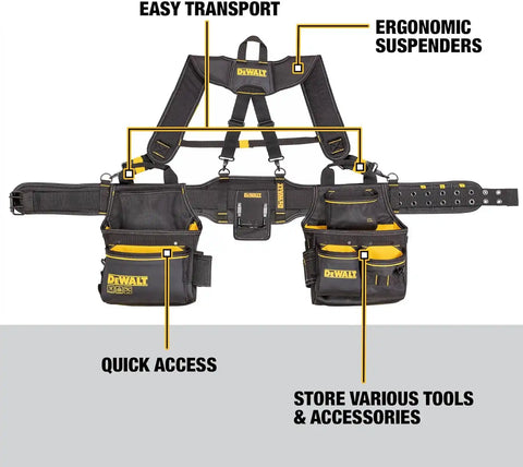 DEWALT Professional Tool Belt Organizer With Suspenders and 25 Pockets, Heavy Duty Construction (DWST540602)