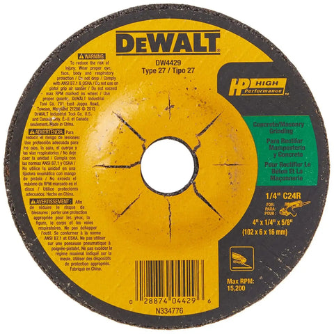 DEWALT DW4429 4-Inch by 1/4-Inch by 5/8-Inch Concrete/Masonry Grinding Wheel