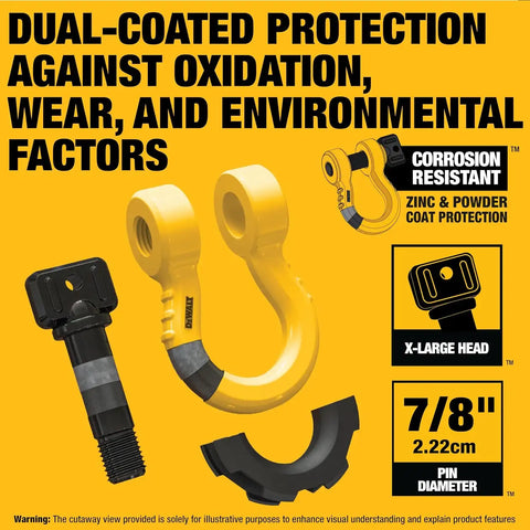 DEWALT DXBC8000-3KIT Heavy Duty Recovery Kit with 3/4" Bow Shackle and 4" x 30' Recovery Tow Strap (40,000 lb Break Strength) - Towing, Winching, Vehicle Recovery