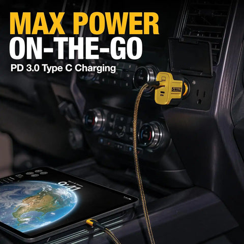 DEWALT Heavy Duty USB C Car Charger, 120W 2-Port PD 3.0 Type C Adapter, PPS Fast Charging w/Power Delivery for iPhone 17 16 15 14 13 Pro Max Mini Galaxy S22/S20/S10 Pixel iPad/iPad mini