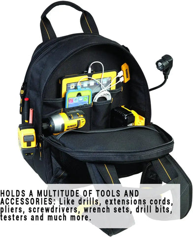 DEWALT DGCL33 33-Pocket Lighted USB Charging Tool Backpack , Yellow