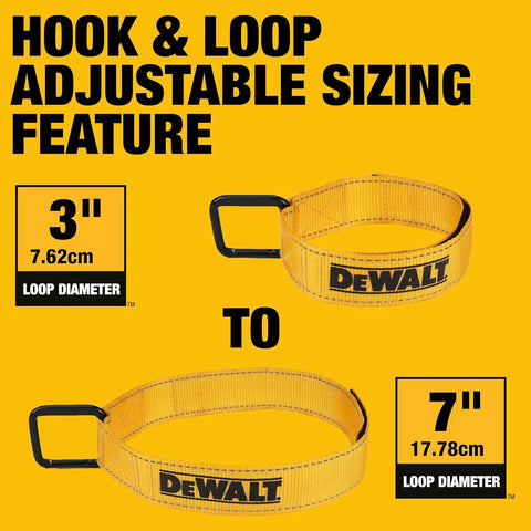 DEWALT DXBC90060 Black/Yellow 1.25” x 12” Light Duty Carabiner Utility Straps, 2 Pack