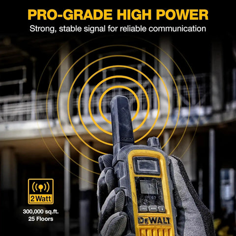 DEWALT DXFRS800 FRS Walkie Talkies, Long Range 2 Way Radio, 2W, IP67 Waterproof, Rechargeable, 2 Pack, DXFRS800