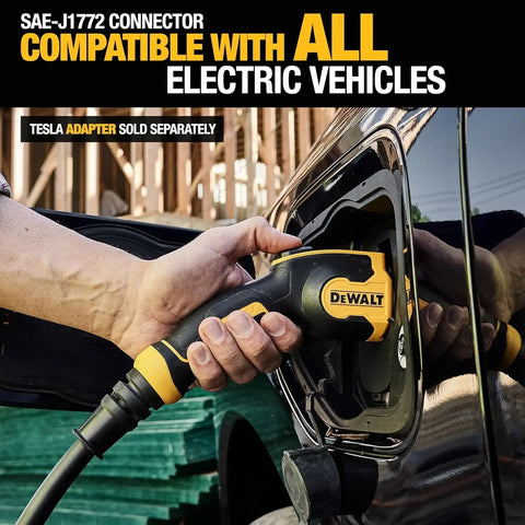DEWALT Portable Electric Vehicle (EV) 120-240V Level 2 Charger up to 32 Amps, CSA Certified Indoor/Outdoor, NEMA 14-50 Plug Adapter Included, 20 ft. Cable