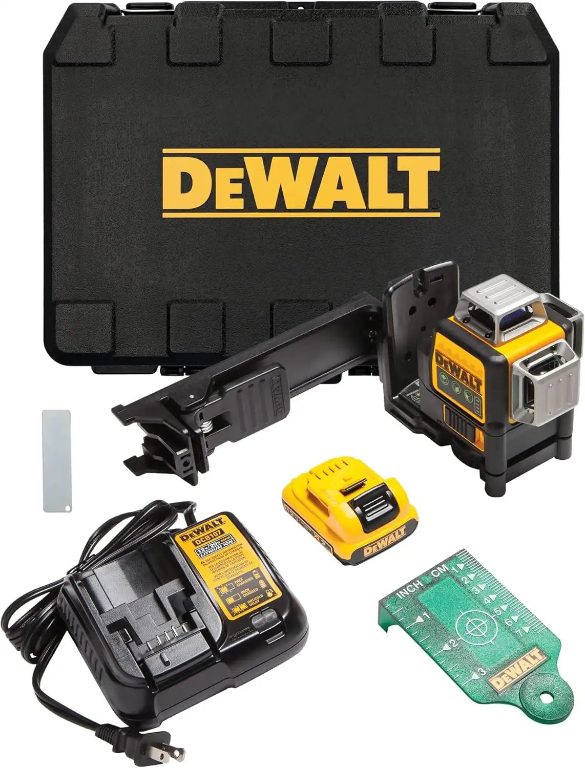 DEWALT Laser Level 360 Self Leveling, 3 Way Green Laser Leveler Tool 12V MAX with 2.0Ah Battery, Charger and Durable Carrying Case, 100 Ft, Tripod Compatible (DW089LG)