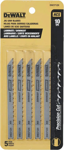 DEWALT Jigsaw Blades, Laminate Down Cutting, U-Shank, 4-Inch, 10-TPI, 5-Pack (DW3712H)