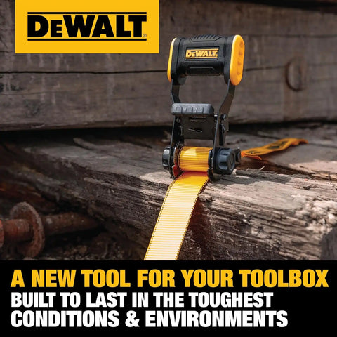 DEWALT DXBC18004 Black/Yellow 1.25" x 12' Ratchet Tie Down Straps - Light-Weight Cargo Hauling (1800 lb Break Strength), 4 Pack