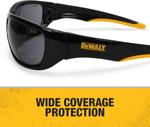 DEWALT DPG94-6C Dominator™ Z87+ Safety Glasses – Black Full Frame & Silver Mirror Lens – Rubber Temples & Nosepiece – 1 Pair