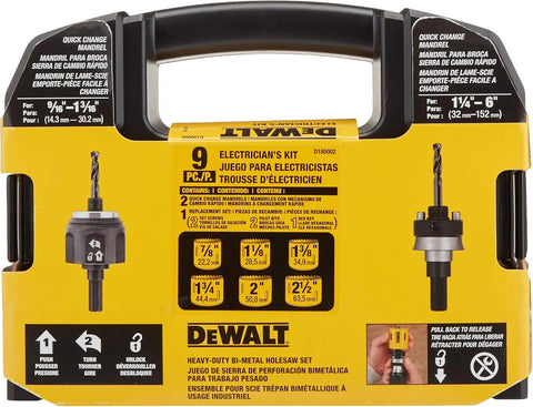 DEWALT Hole Saw Kit, Standard Electrician's Set, Bi-Metal (D180002), Yellow