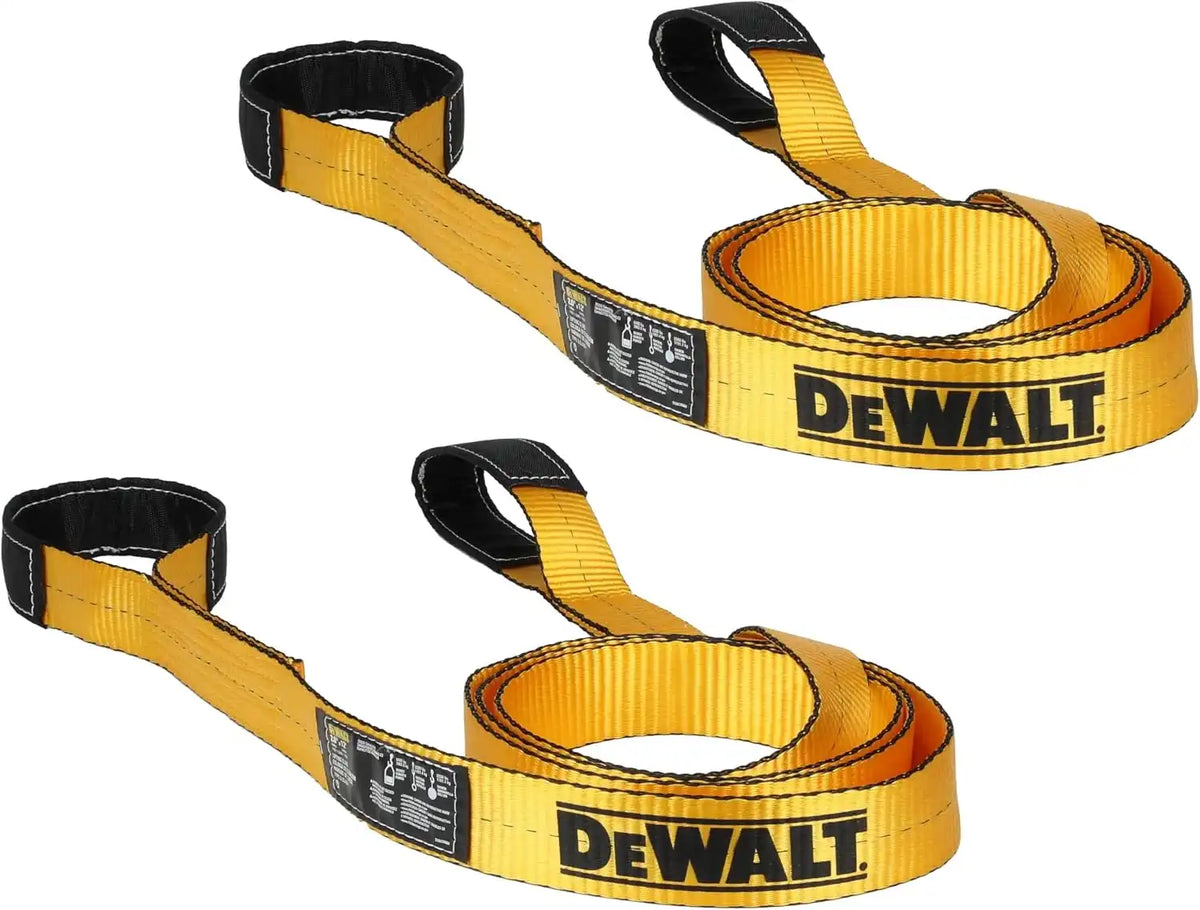 DEWALT DXBC90084-2 Black/Yellow 2” x 12’ Heavy Duty Lifting Sling - 1-Ply X 3,200 lb Vertical Weight Capacity / 6,400 lb Basket Weight Capacity, 2 Pack