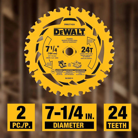 DEWALT 7-1/4 in. 24T Circular Saw Blade 2-Pack (DWA271424PK2)