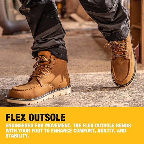 DEWALT Forge Moc Toe, FLEX Outsole, Leather, Steel Toe, Safety Work Boots For Men