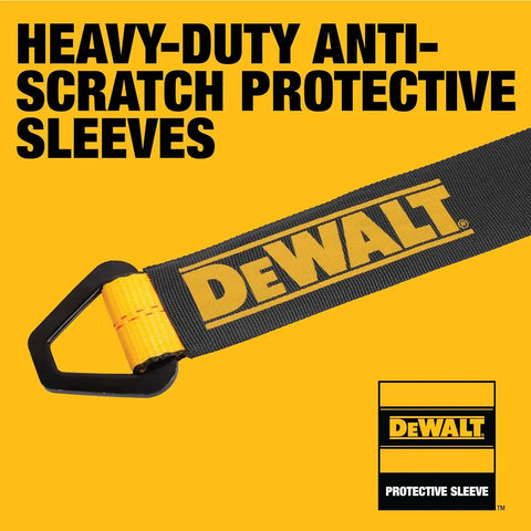 DEWALT DXBC80005 Black/Yellow 2" x 38" Premium Axle Tie Down Strap Kit (12,000 lb Break Strength) - Heavy Duty Protective for Truck, Trailer, ATV, UTV, 4 Pack
