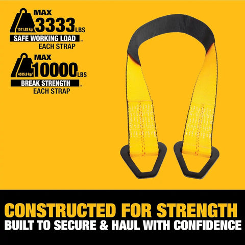DEWALT DXBC80004 Black/Yellow 2" x 24" Premium Axle Tie Down Strap (10,000 lb Break Strength) - Heavy Duty for Truck, Trailer, ATV, UTV