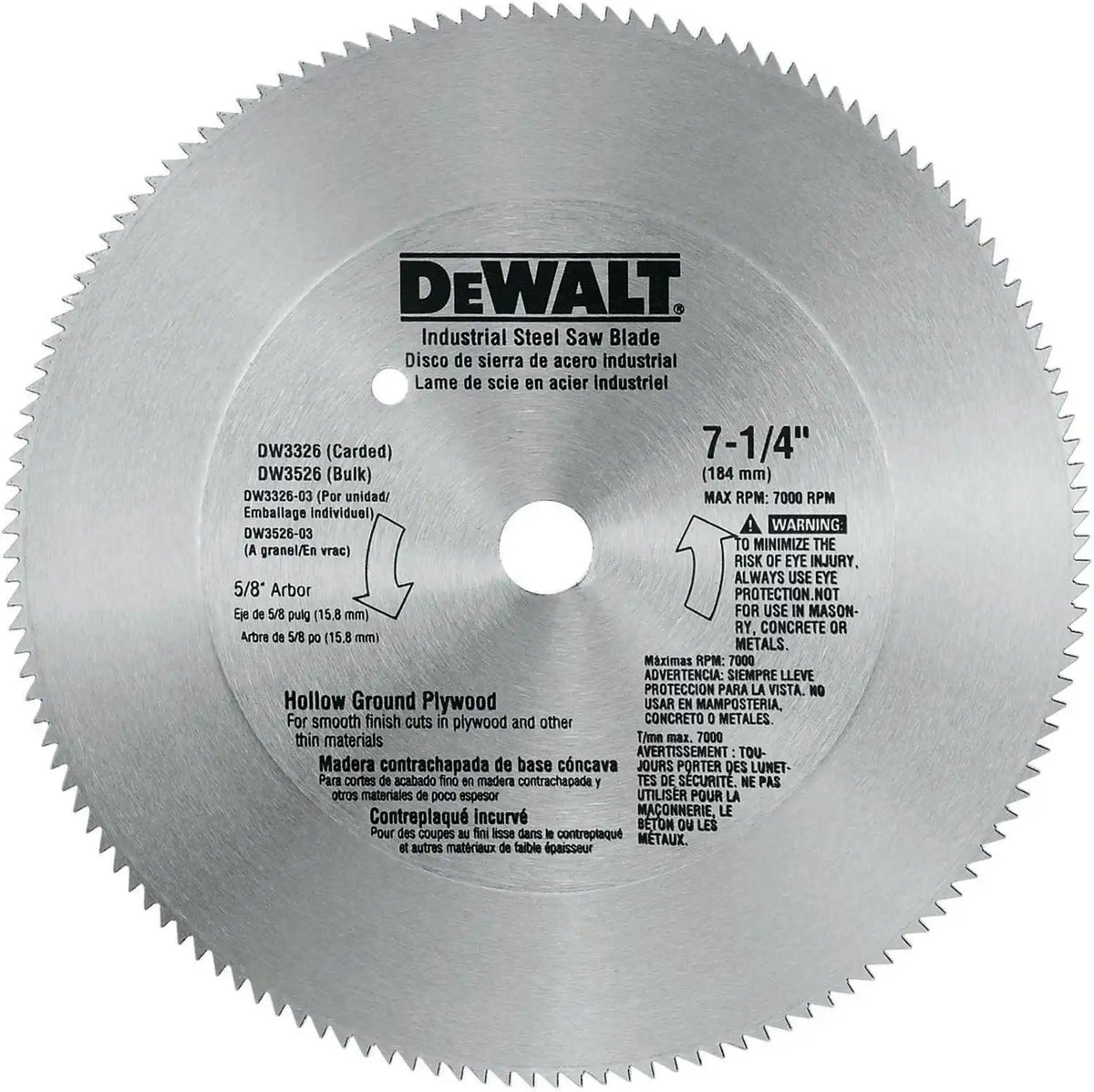 DEWALT Circular Saw Blade, 7 1/4 Inch, 140 Tooth, Wood Cutting (DW3326)