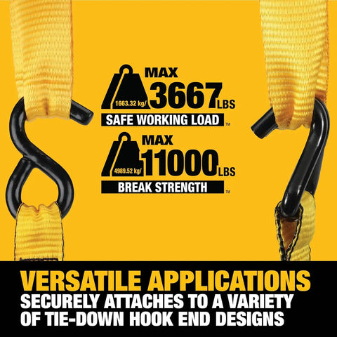 DEWALT DXBC80002 Black/Yellow 1.7" x 18" Deluxe Soft Loops - Heavy-Duty Cargo Bracing (11,000 lb Break Strength), 4 Pack