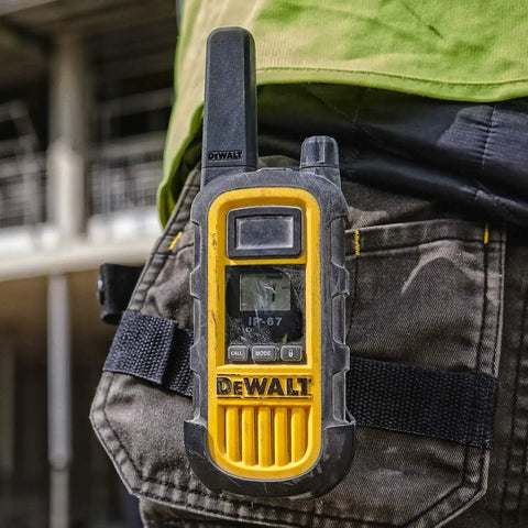 DEWALT DXFRS800 2 Watt Heavy Duty Walkie Talkies - Waterproof, Shock Resistant, Long Range & Rechargeable Two-Way Radio with VOX (2 Pack) & Motorola 53724 Remote Speaker Microphone (Black)