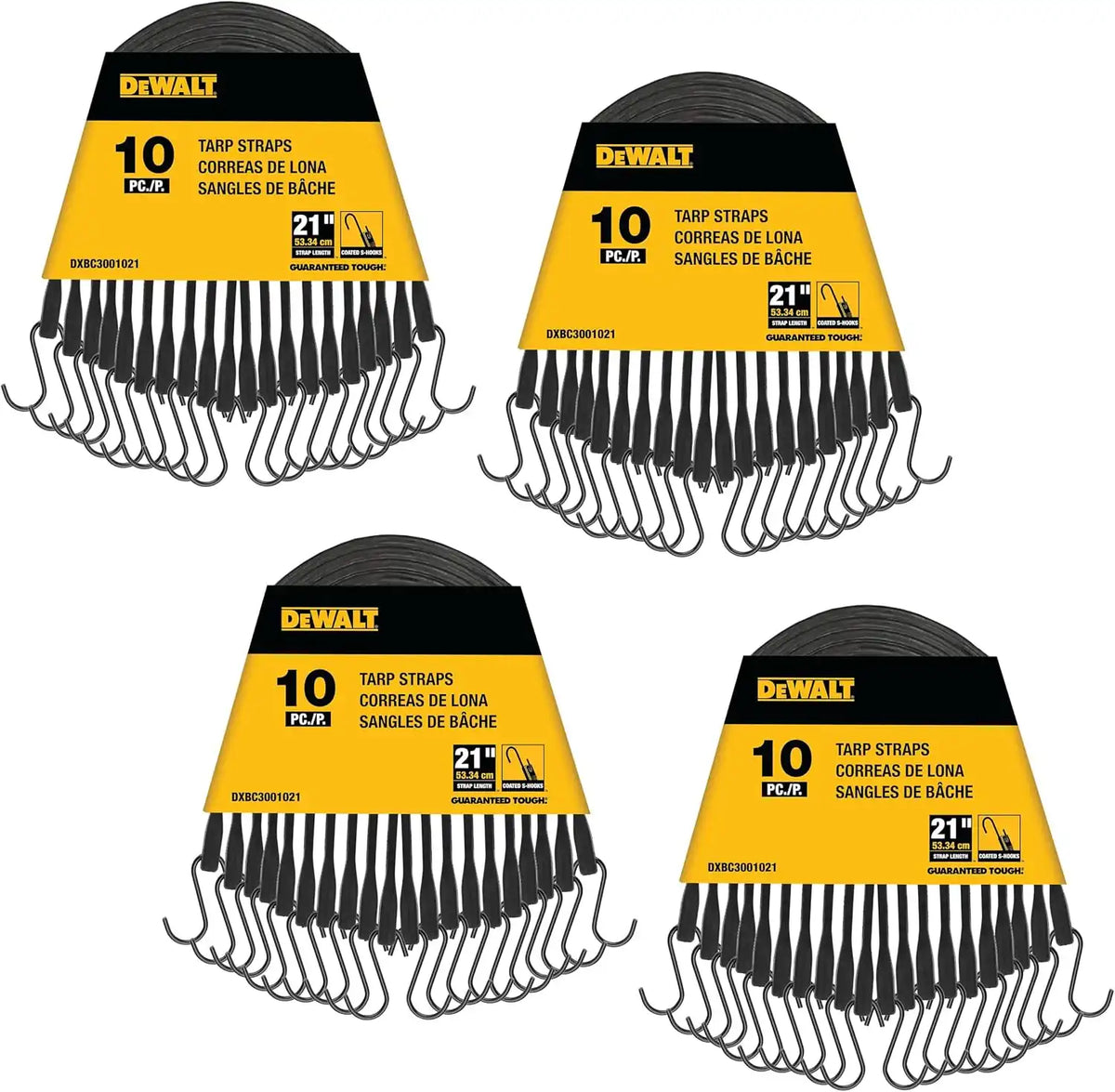 DEWALT DXBC3001021-40 Black 21" Rubber Tarp Straps, 40 Pack