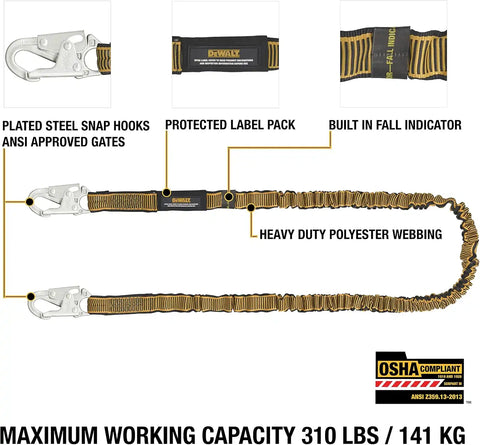 DEWALT 6-Foot Energy Absorbing Lanyard