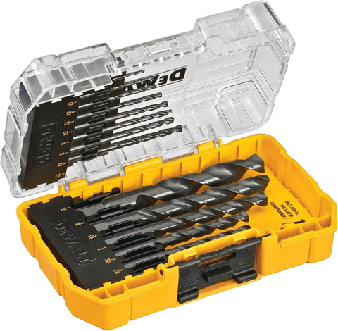 DEWALT Drill Bit Set, 3-Flats Shank,14-Piece, 135 Degree Split Point, for Plastic, Wood and Metal (DWA1184)