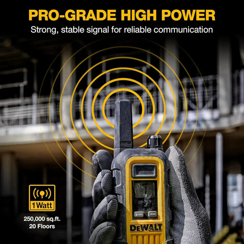 DEWALT DXFRS300 FRS Walkie Talkies, Long Range 2 Way Radio, 1W, IP67 Waterproof, Rechargeable, 2 Pack, DXFRS300