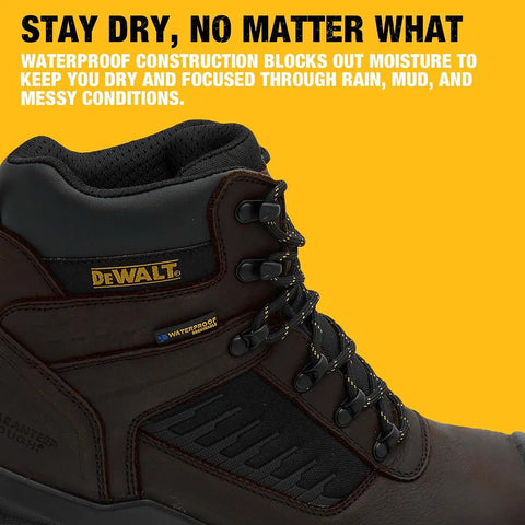DEWALT Reynolds Men's Waterproof, Leather, Steel Toe, Safety Work Boot