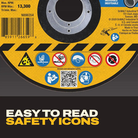 DEWALT 4-1/2 In x .045 in Aluminum Oxide Bonded Abrasive Cut Off Blade with 7/8 in Arbor, 15 Pack General Purpose Cutting Wheels (DWA8051B15)