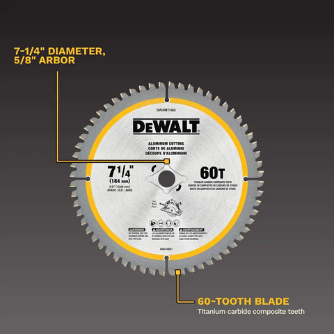 DEWALT 7-1/4In 60T Aluminum Saw Blade (DWAM71460)