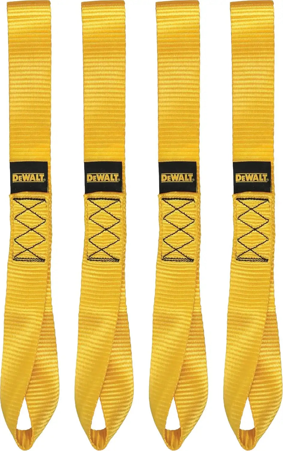 DEWALT DXBC80002 Black/Yellow 1.7" x 18" Deluxe Soft Loops - Heavy-Duty Cargo Bracing (11,000 lb Break Strength), 4 Pack