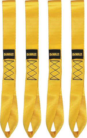 DEWALT DXBC80002 Black/Yellow 1.7" x 18" Deluxe Soft Loops - Heavy-Duty Cargo Bracing (11,000 lb Break Strength), 4 Pack