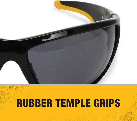 DEWALT DPG94-2C Dominator Z87+ Safety Glasses – Black Full Frame & Smoke Lens – Rubber Temples & Nosepiece – 1 Pair