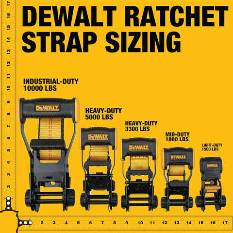 DEWALT DXBC10000C Black/Yellow 2" x 30' Ratchet Tie Down Strap with 18" Chain and Steel Hooks - 3,333 lb Safe Working Load / 10,000 lb Break Strength