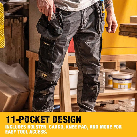DEWALT Barstow Men's Pro-Stretch, Water Resistant, Slim Fit, Holster Pocket, Utility Work Pants