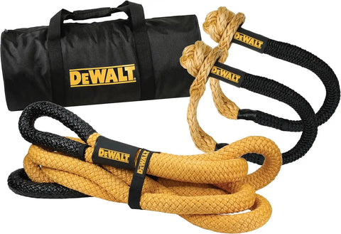 DEWALT DXBC900011 Black/Yellow 2" x 30' Heavy Duty Offroad Recovery Kit - Kinetic Rope 131,600 LBS Break Strength/Soft Shackles 135,000 LBS Break Strength