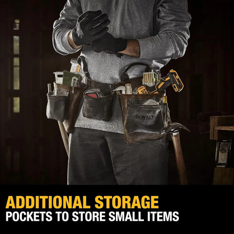 DEWALT Leather Tool Belt, Durable, 11 Pocket Professional Belt (DWST550112)