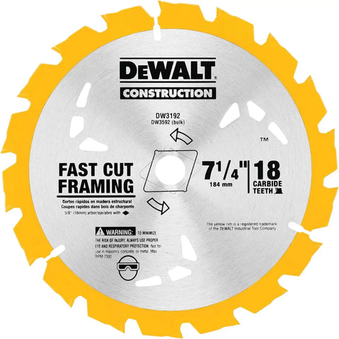 DEWALT Circular Saw Blade, 7 1/4 Inch, 18 Tooth, Wood Cutting (DW3192)