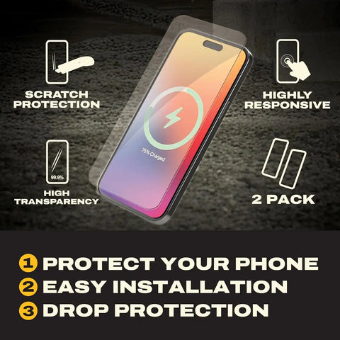 DEWALT Heavy Duty Glass Screen Protector Compatible with iPhone 17 Air, 2 Pack Protective Tempered Glass Screen Shield, Oleophobic Case Friendly, Perfect Install Tool Included, HD Clear