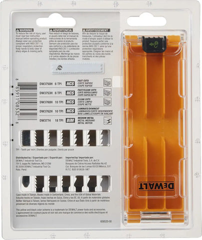 DEWALT Jigsaw Blades Set with Case, T-Shank, 10-Piece (DW3741C)