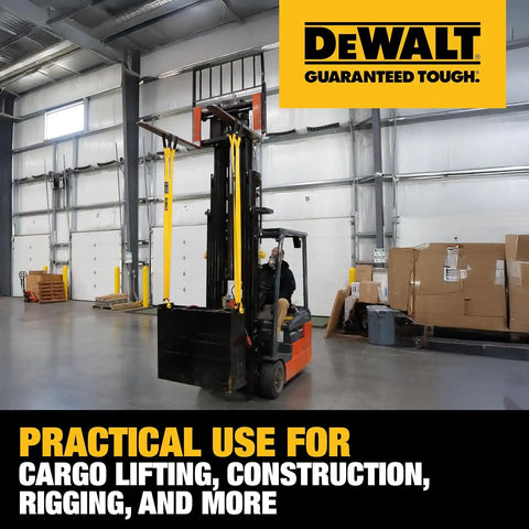 DEWALT DXBC90084-2 Black/Yellow 2” x 12’ Heavy Duty Lifting Sling - 1-Ply X 3,200 lb Vertical Weight Capacity / 6,400 lb Basket Weight Capacity, 2 Pack