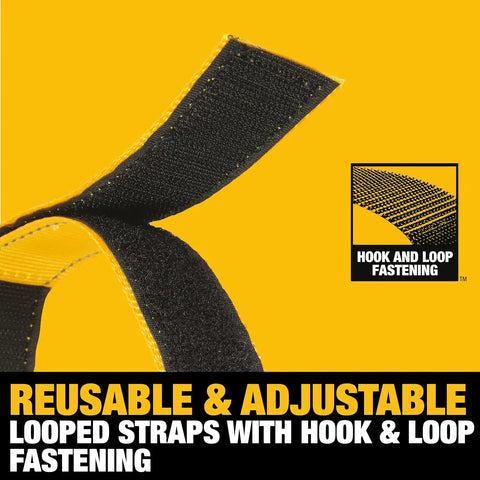 DEWALT DXBC90060 Black/Yellow 1.25” x 12” Light Duty Carabiner Utility Straps, 2 Pack