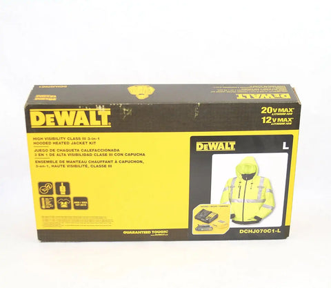 DEWALT DCHJ070C1-L 20V/12V MAX High-Vis Heated Jacket Kit, High-Vis, Large