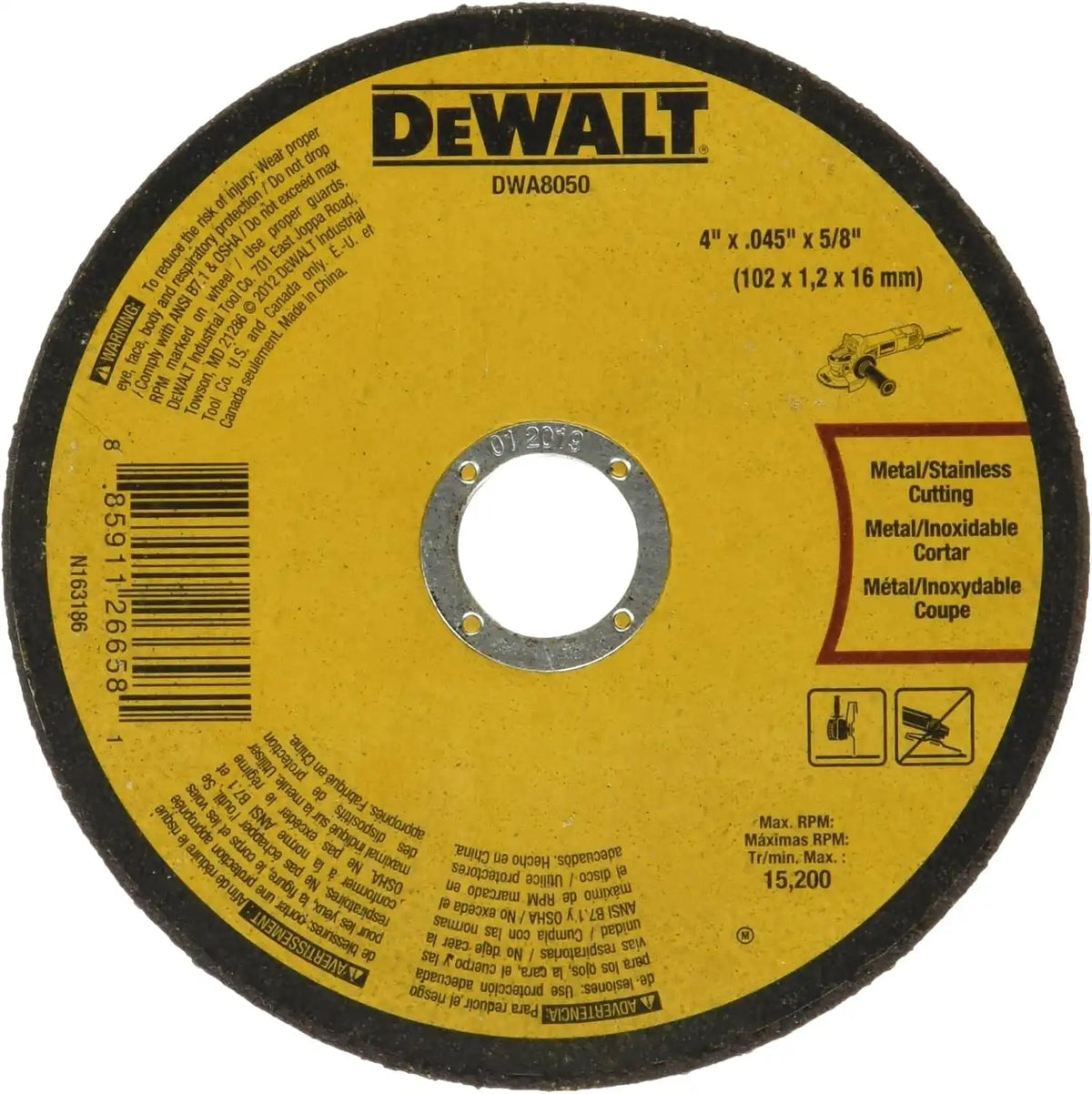 DEWALT DWA8050 4 x .045 x 5/8 T1 Cutting