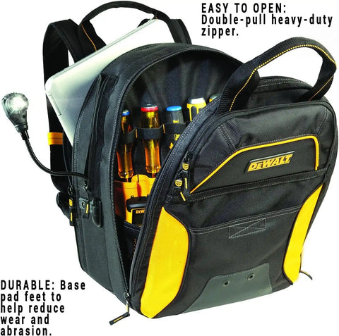 DEWALT DGCL33 33-Pocket Lighted USB Charging Tool Backpack , Yellow