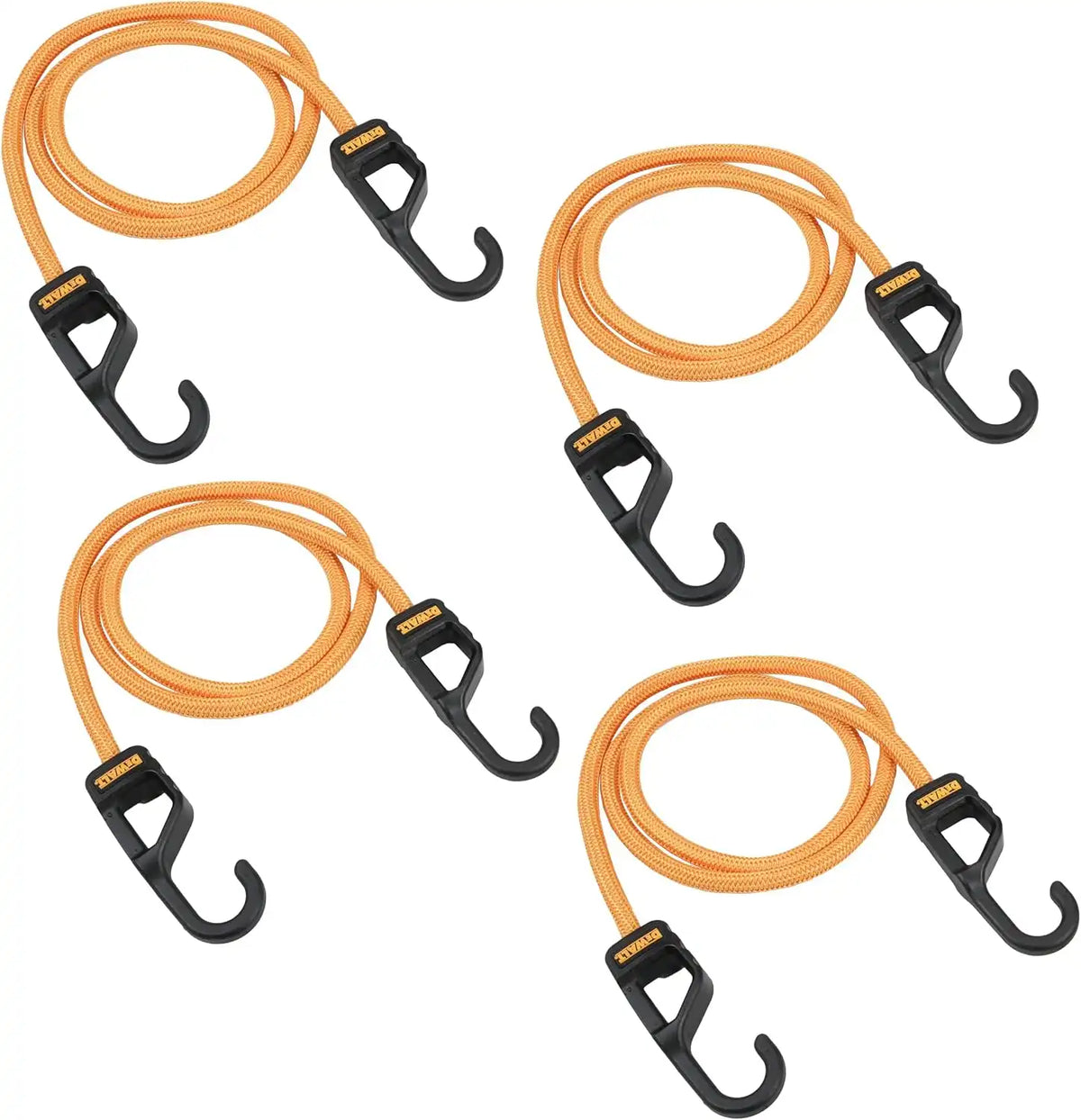 DEWALT DXBC300484 Black/Yellow 48” Premium Heavy-Duty Bungee Cords, 4 Pack